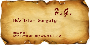 Hübler Gergely névjegykártya